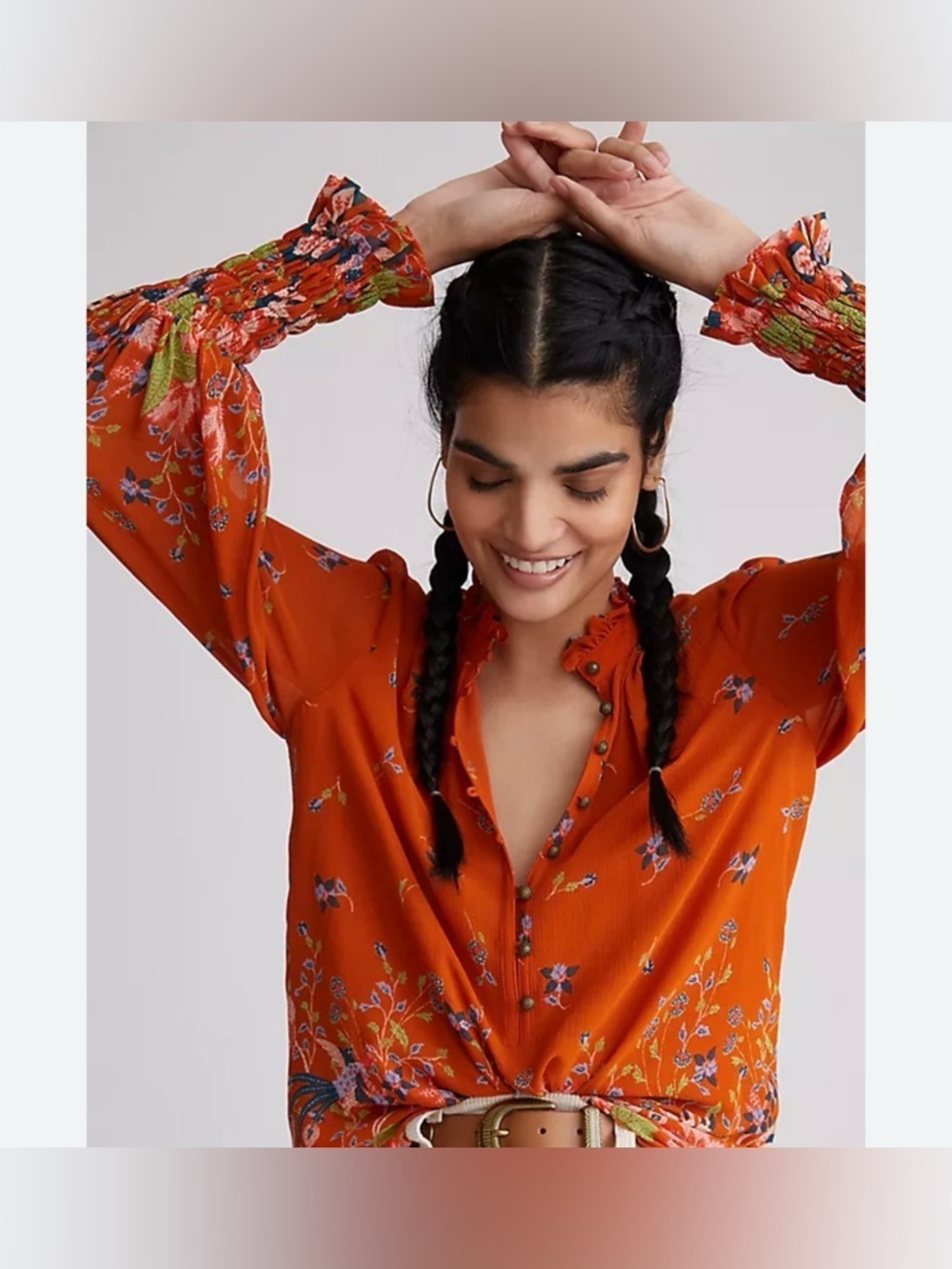 Anthropologie Floral Chiffon Blouse stunning! XS